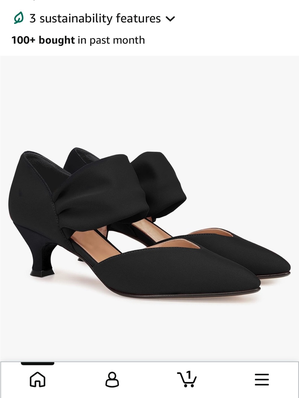 ZBY Black Pointed Toe Ankle Strap Women’s Heels Increased Shoe Comfort Size 9.5